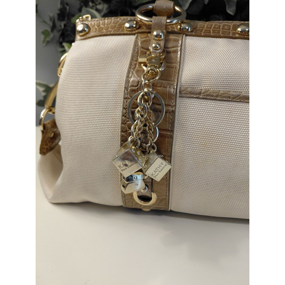 Kathy Van Zeeland Handbag Cream & Bronze W/Charms - Picture 3 of 9